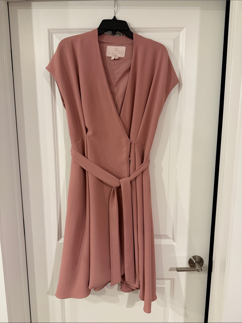 Gal Meets Glam Dusty Rose Wrap Dress with Tie Waist